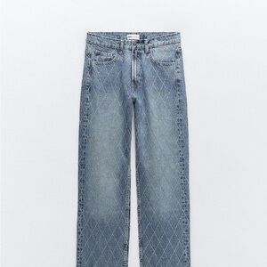 Zara Blue Diamond Pattern Jeans